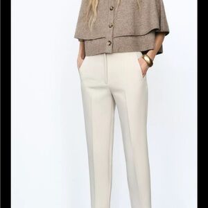 Zara Elegant Work High Waist Cream Pants